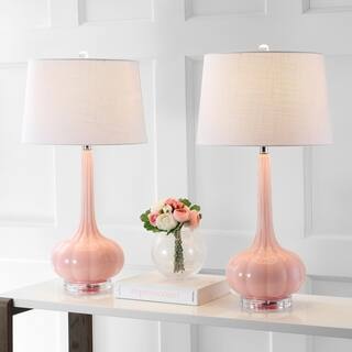 Bette 28.5" Glass Teardrop LED Table Lamp, Pink (Set of 2) by JONATHAN Y
