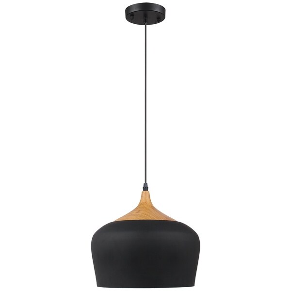 Urbania 1-Light Black and Wood Pendant Fixture