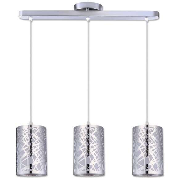 Nice Collection, Three Lights Pendant Fixture, Chrome Finish with Shade