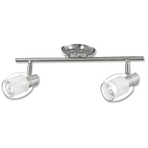 Salem Collection Two Lights Track Fixture, Nickel Finish with Clear and Frosted Glass