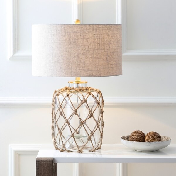 glass and rope table lamp