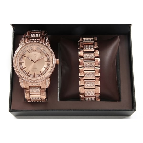 Bling Mens Hip Hop With Cl Watch And Matching Bracelet Bling Mens Hip Hop With Cl Watch And Matching Bracelet In Elegant Gift Rose