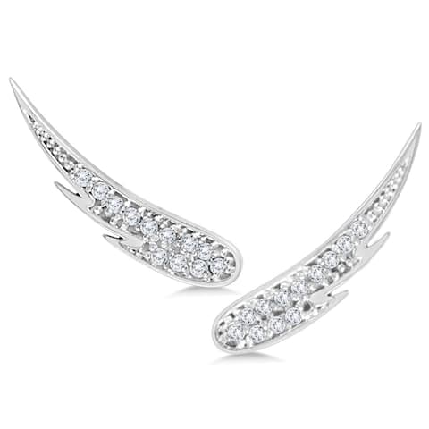 1/4 Carat TW Diamond Angel Wing Climber Earrings in 14K White Gold