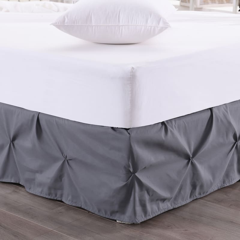 Hudson Pintuck 14-Inch Drop Bedskirt (Twin, Full, Queen, King) Grey