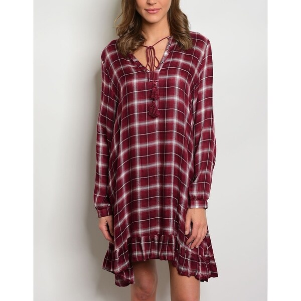 maroon plaid dress