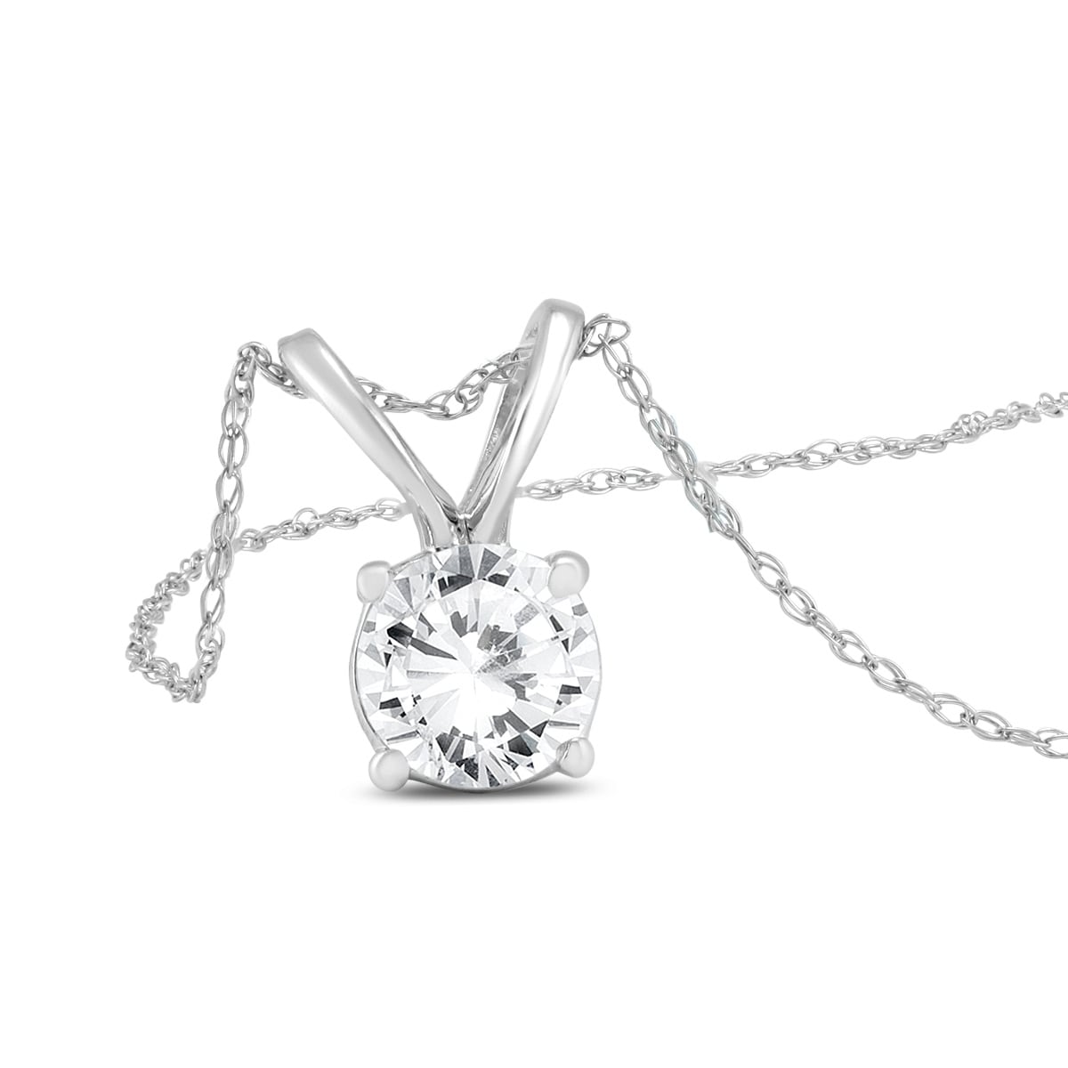 1 carat diamond solitaire pendant in 14k white gold