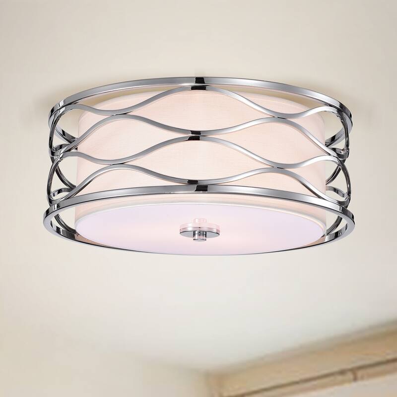 Awont 3-Light Chrome Wave Flush Mount Lamp