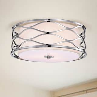 Awont 3-Light Chrome Wave Flush Mount Lamp