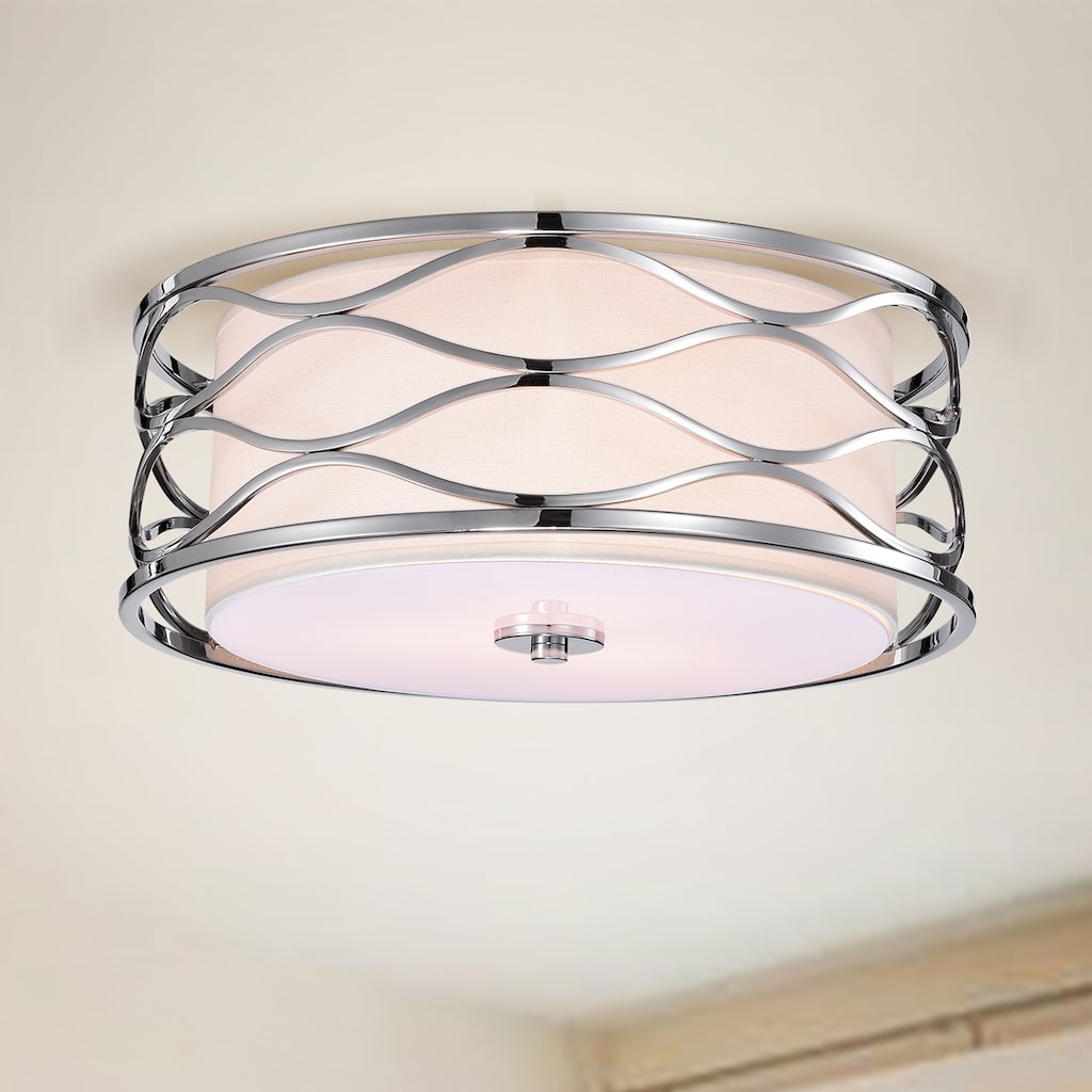 Awont 3-Light Chrome Wave Flush Mount Lamp