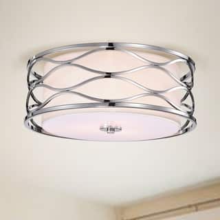 Awont 3-Light Chrome Wave Flush Mount Lamp