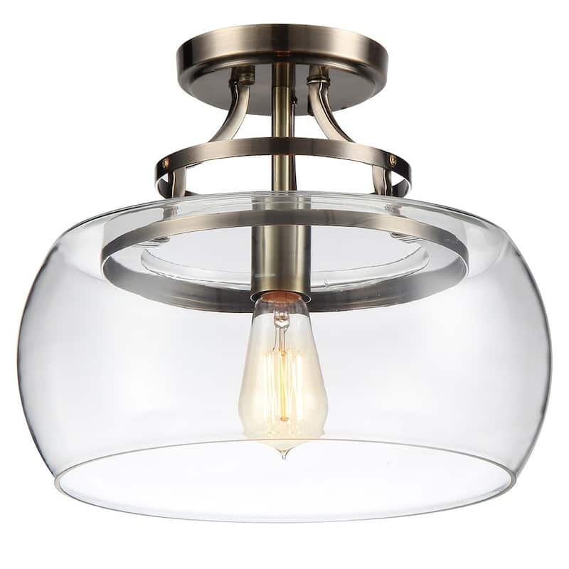 Kostandea 1-light Bronze 13-inch Glass Flush Mount with Bulb