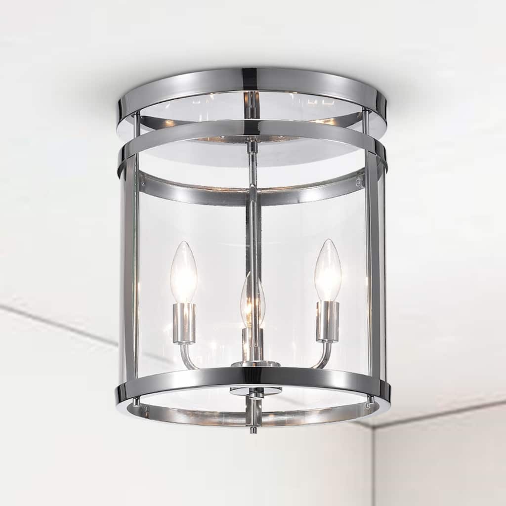 Nuwan 3-Light Chrome Drum Flush Mount