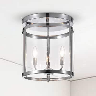 Nuwan 3-Light Chrome Drum Flush Mount