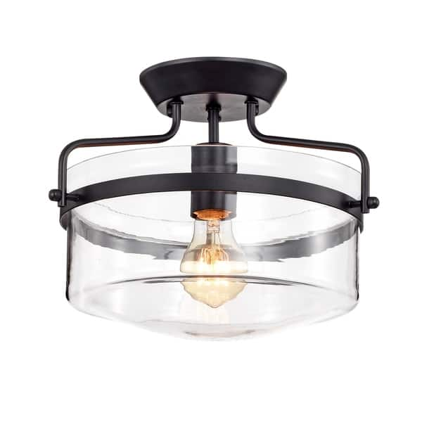 Shop Merwin 1 Light Matte Black Semi Flush Ceiling Lamp On