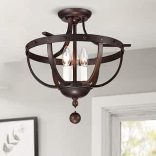 Bopelo Brushed Dark Bronze 3-Light Semi-Flush Ceiling Lamp