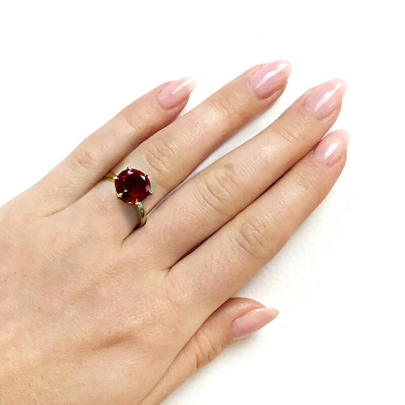 Annello by Kobelli 14k Gold Created Red Ruby 6-Prong Solitaire Ring
