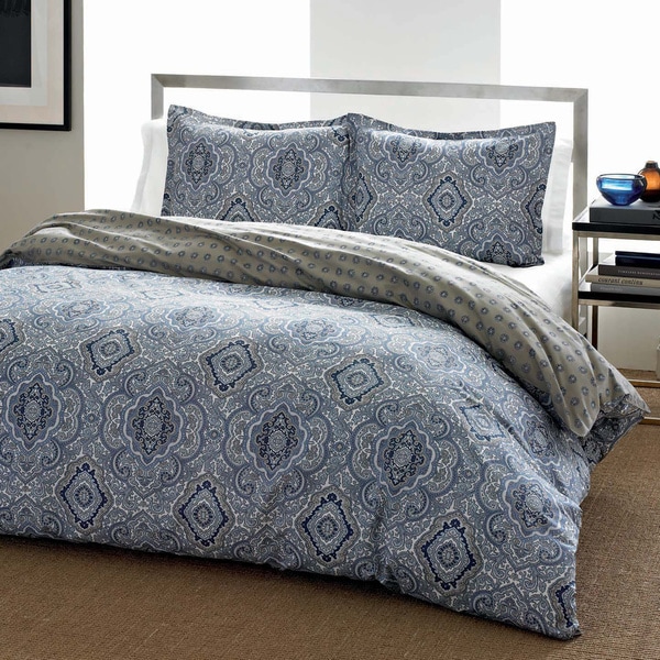 Carson Carrington Harstad Blue Cotton 3-piece Duvet Cover Set