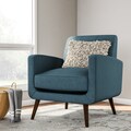 Carson Carrington Keflavik Mid-century Peacock Blue Linen Arm Chair