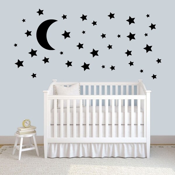 moon and stars wall decal