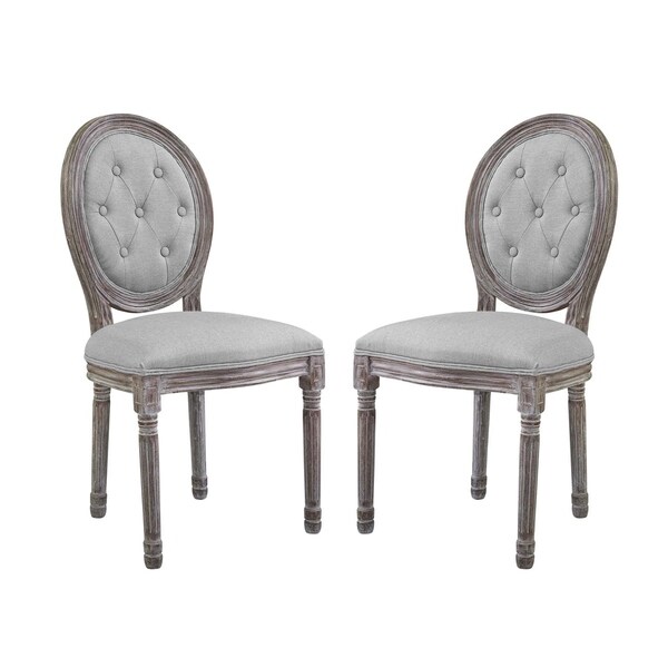 Arise Vintage French Upholstered Fabric Dining Side Chair Set of 2