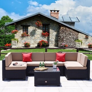 7 Pc Patio Pe Rattan Wicker Furniture Set Backyard Sectional 7 Pc Patio Pe Rattan Wicker Furniture Set Backyard Sectional Outdoor Garden