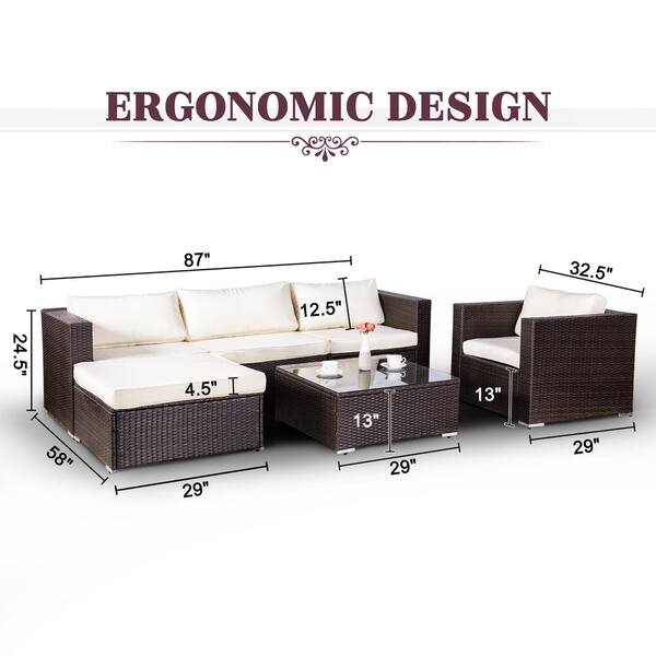 Shop 6 Pc Wicker Resin Sectional Sofa Chocolate Ergonomic
