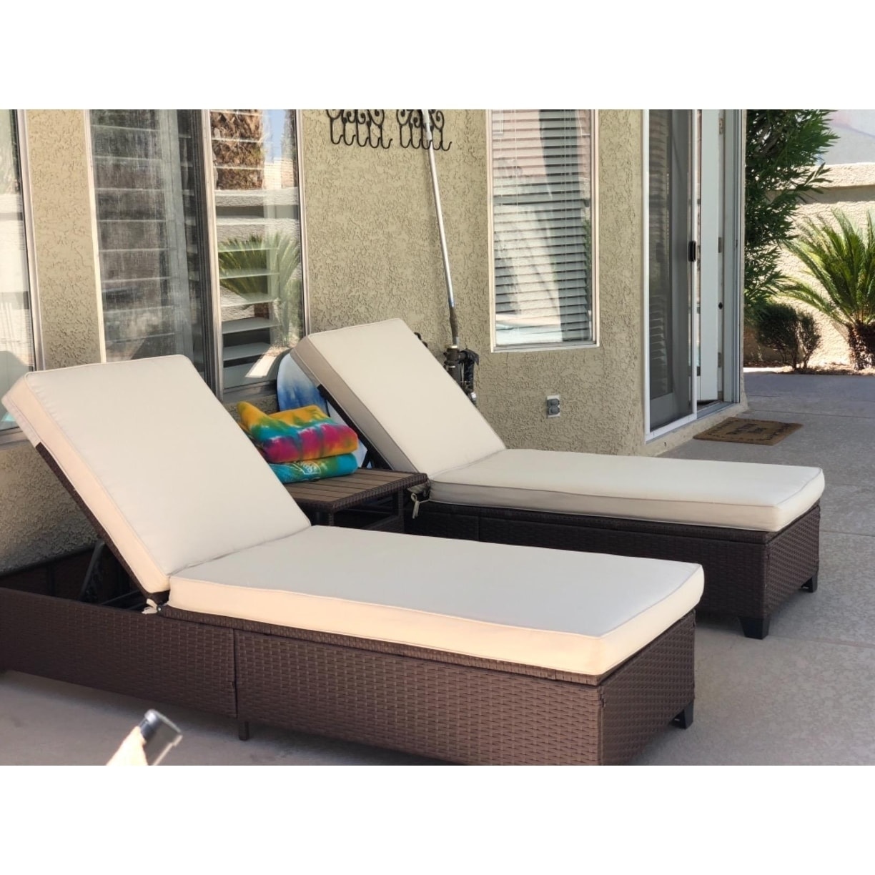 Shop 3 Pc Outdoor Rattan Chaise Lounge Chair Patio Pe Wicker Rattan Furniture Adjustable Garden Pool Lounge Chairs And Table Overstock 20755200