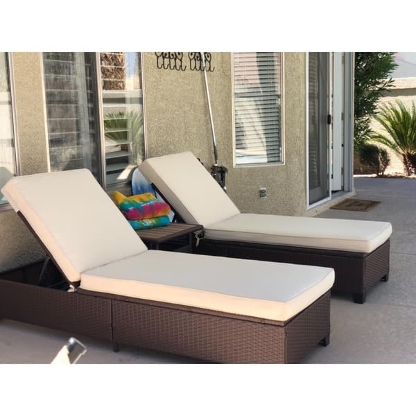 Shop 3 Pc Outdoor Rattan Chaise Lounge Chair Patio Pe Wicker