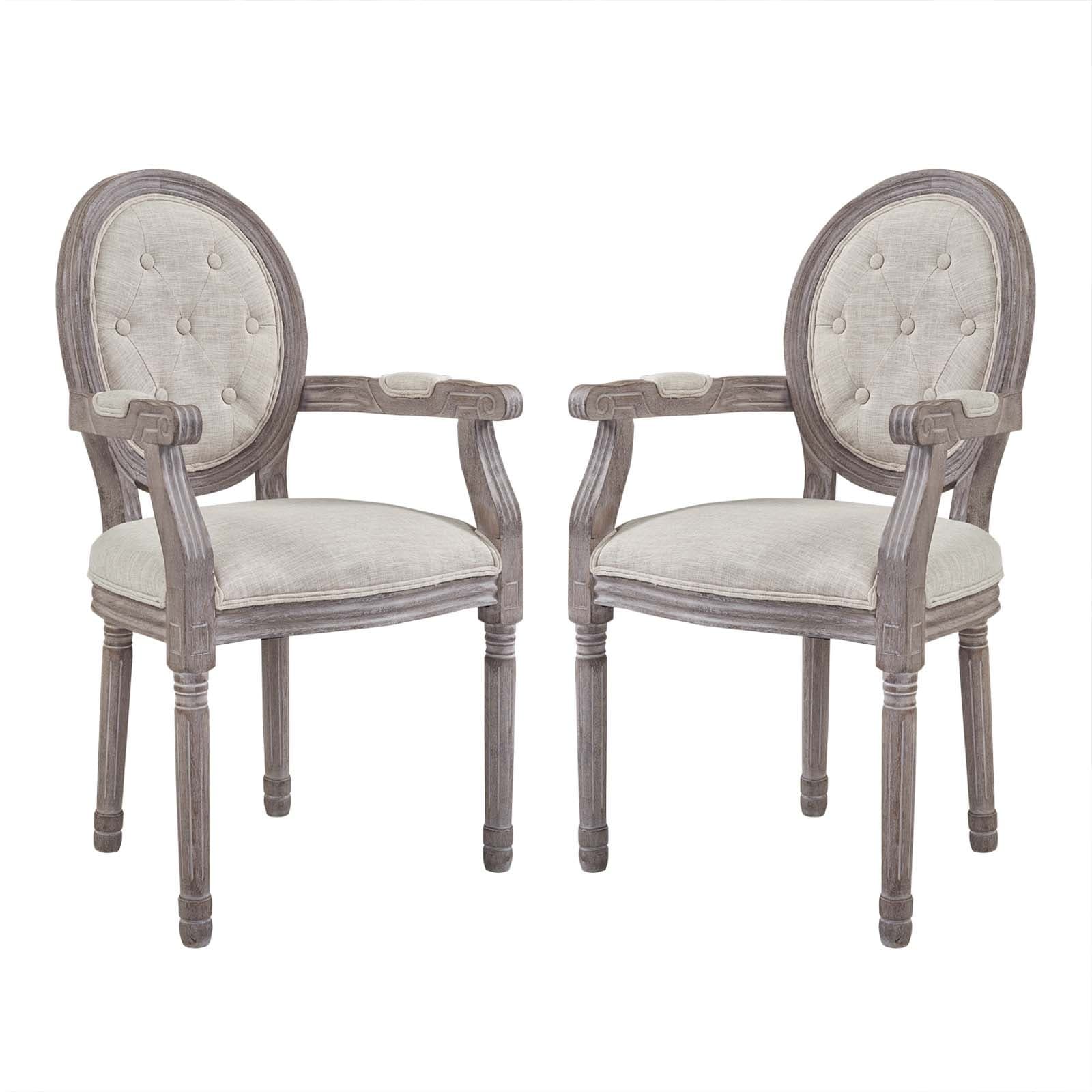 Arise Vintage French Upholstered Fabric Dining Armchair Set of 2