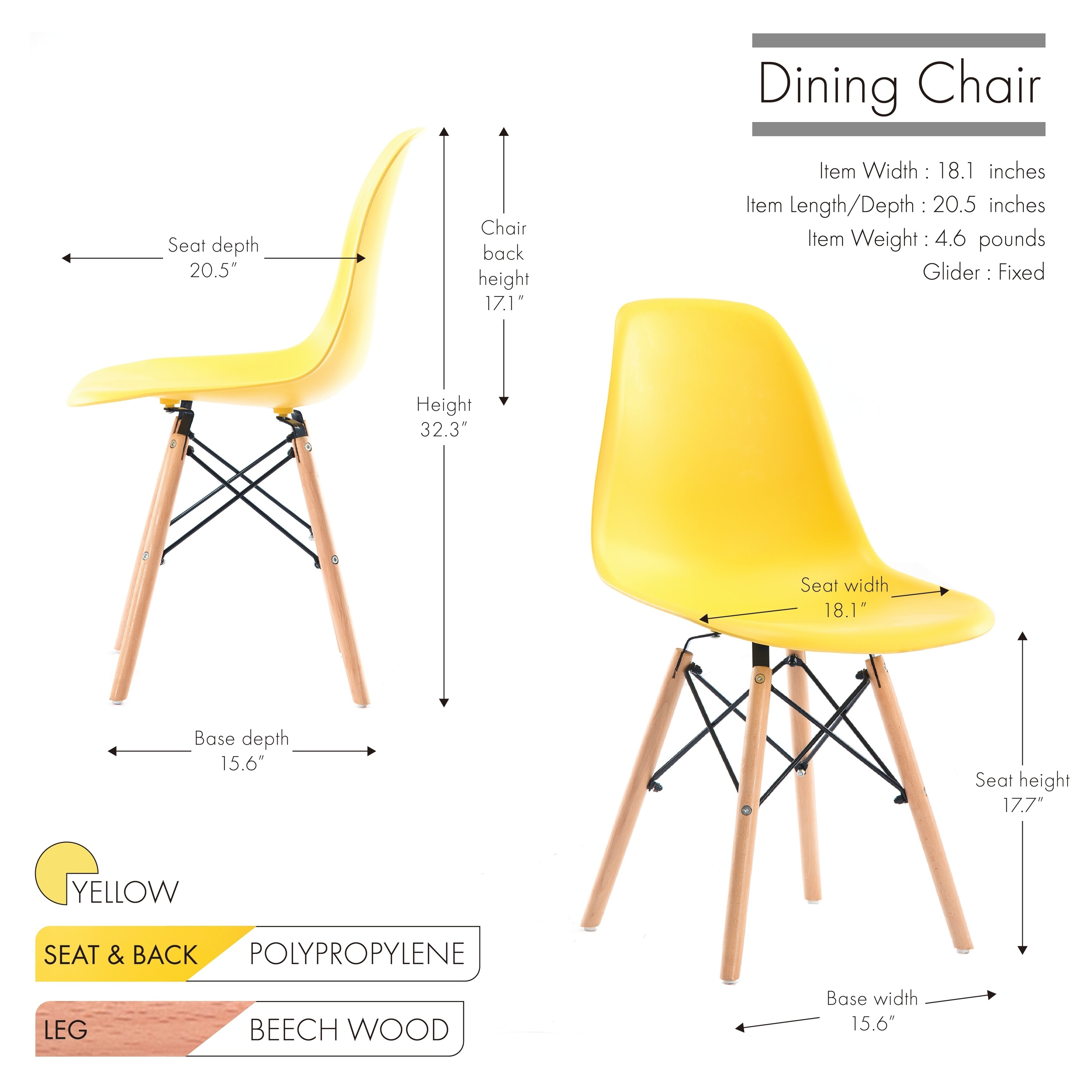 Seat Height 28 Inches Size 39 x 17 x 19 Inches Modern Dining Chairs with Stylish Wood Legs for Practical Sturdy Support Easy Clean PU Leather for Home or Business One Porthos Home TFC053A BLK Grey or Black