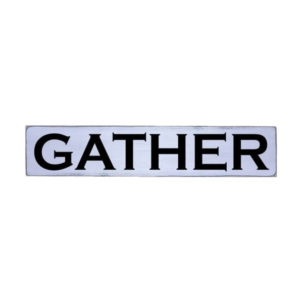 GATHER Handmade Farmhouse Style Wall Art Wood Sign 10 in x 48 in