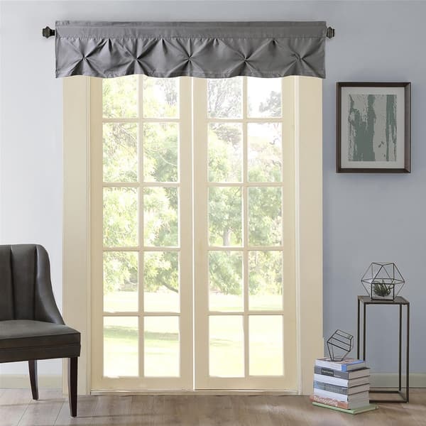 slide 1 of 2, Hudson Pintuck Window Curtain Valance (12"x60) Grey