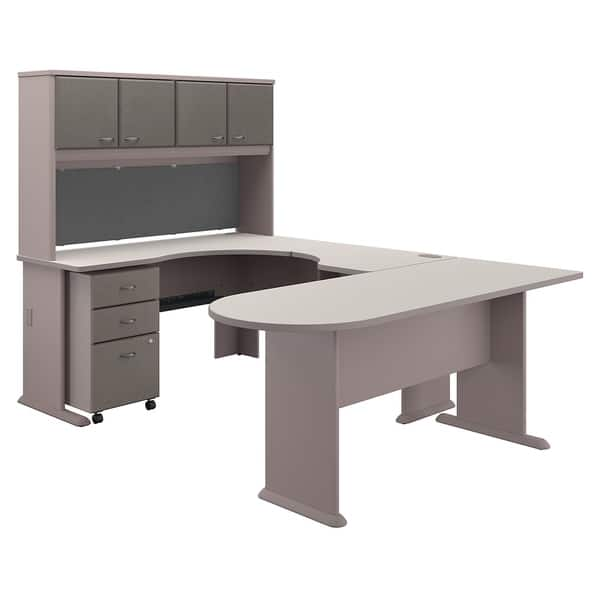 Shop Series A U Shaped Corner Desk Hutch File Cabinet In Pewter