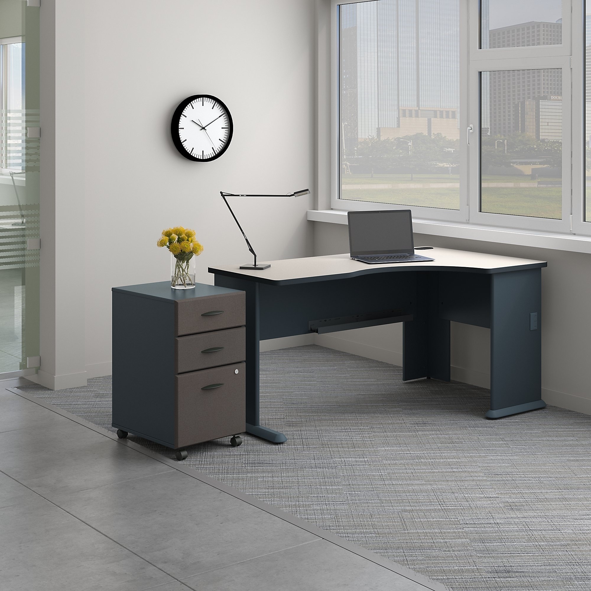 Shop Series A Right Corner Desk With Mobile File Cabinet In Slate