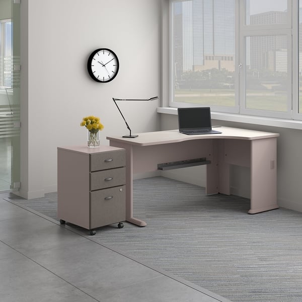 Shop Series A Right Corner Desk With File Cabinet In Pewter And