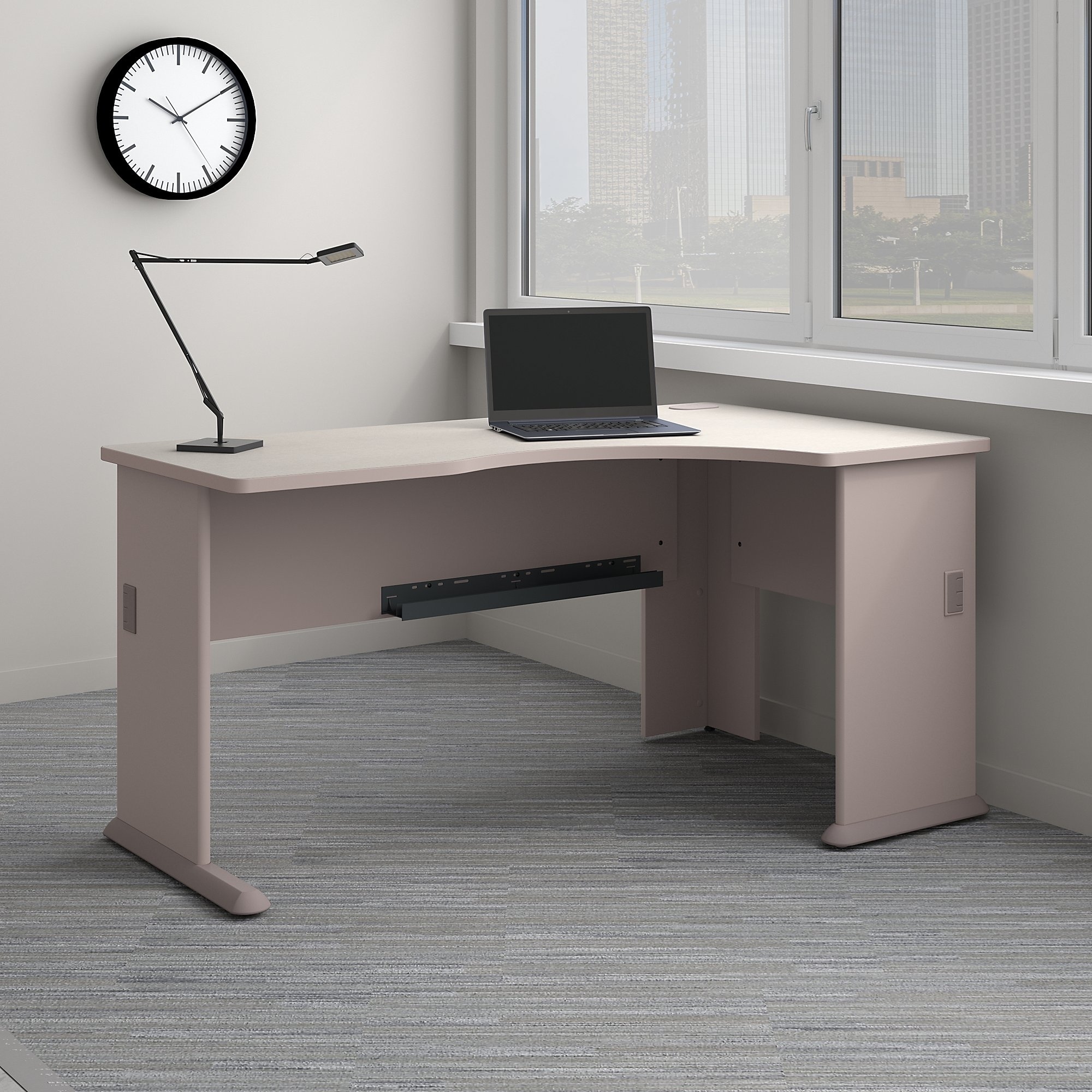 Bush Business Furniture Series A Right Corner Desk in Pewter White