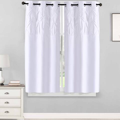 Hudson Pintuck Window Curtain Panel Pair (63"x38") White