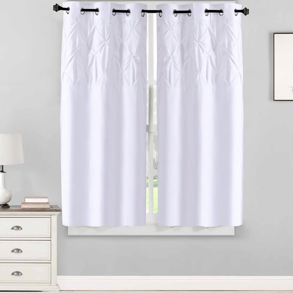 Hudson Pintuck Window Curtain Panel Pair (63"x38") White. Opens flyout.