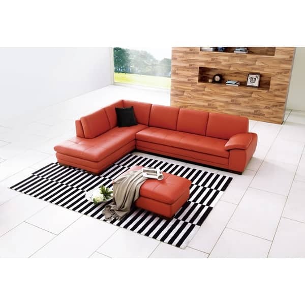italian leather red leather sectional with chaise