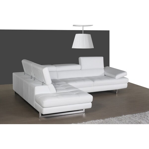 A761 Italian Leather Sectional White in Left hand Facing ...