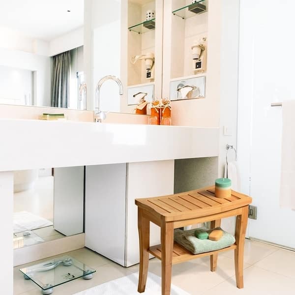 Bambusi Shower Bench With Storage Shelf Refurbished Bambusi Shower Bench With Storage Shelf Refurbished