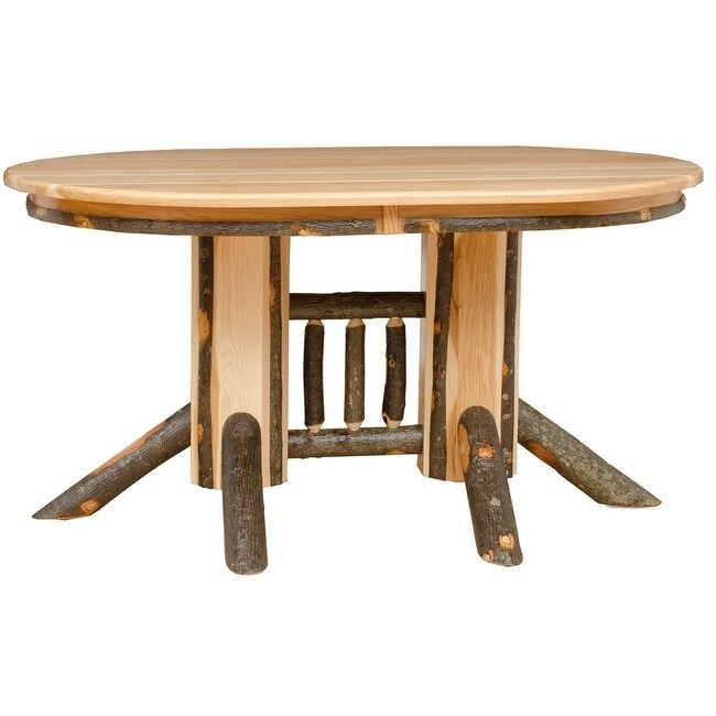 Shop Rustic Hickory Double Pedestal Solid Top Oval Dining Table