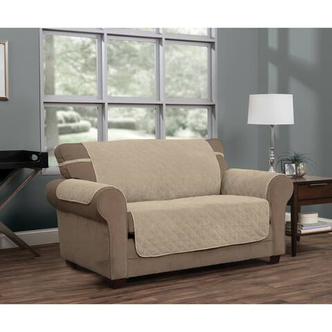 Ripple Plush Secure Fit Loveseat Furniture Cover Slipcover