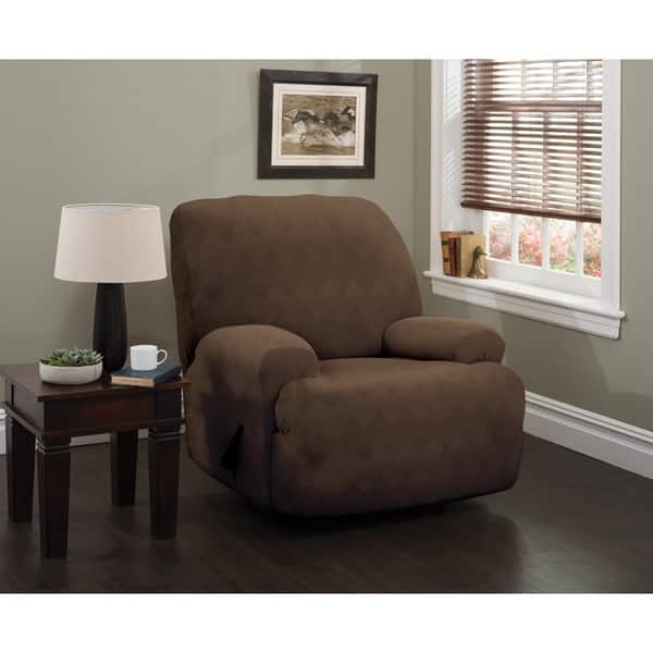 slide 1 of 12, Stretch Sensations Stretch Optic Jumbo Recliner Slipcover - jumbo recliner - jumbo recliner Chocolate