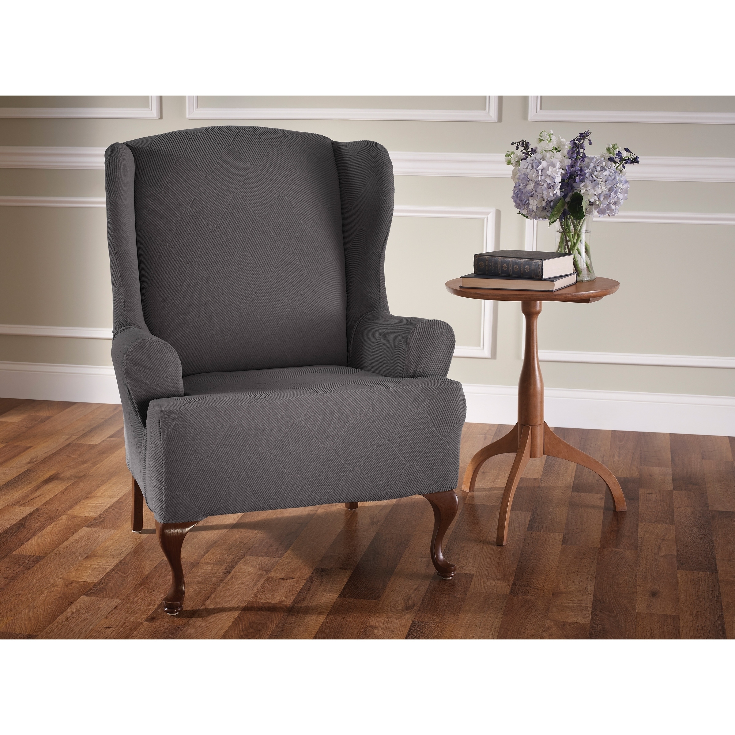 Sure Fit Stretch Plush Chevron Wing Chair Furniture Cover for sale online 