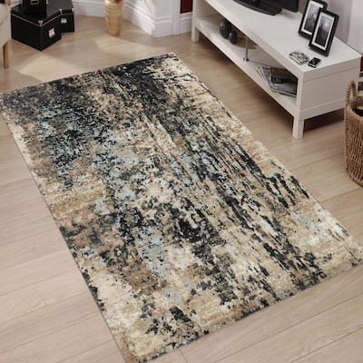 Hand-Knotted Delilah Pale Sky Wool and Art Silk Rug - 9' x 12'