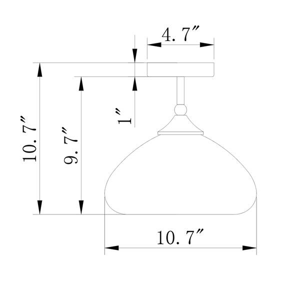 Masix Matte Black 1-Light Semi-Flushmount Lamp with Donut Glass Shade