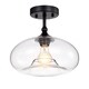 preview thumbnail 2 of 1, Masix Matte Black 1-Light Semi-Flushmount Lamp with Donut Glass Shade