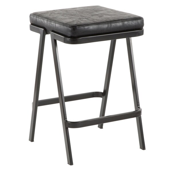 Shop Seven Industrial Upholstered Counter Stool with Black ...