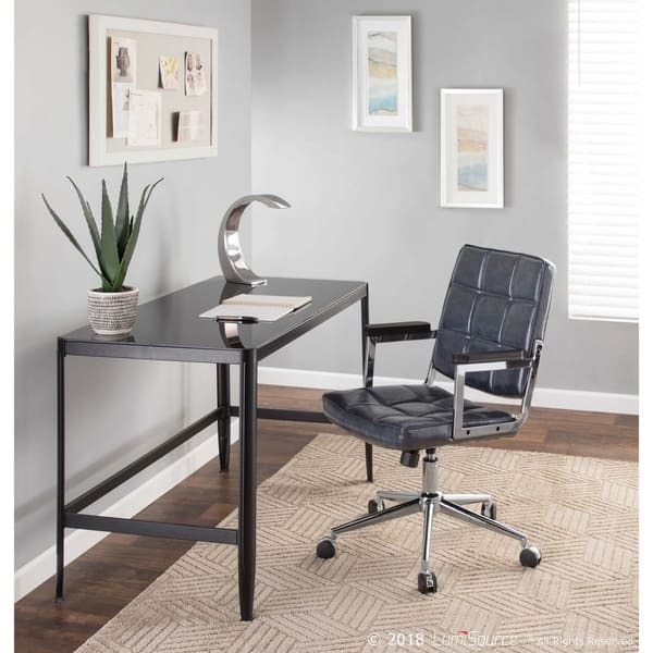 Bureau Contemporary Office Chair In Chrome And Faux Leather Overstock 20760090